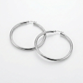 10k White Gold Polished Hoop Earrings (25 mm) by Avera Group