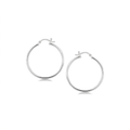Sterling Silver Thin Polished Hoop Style Earrings with Rhodium Plating (30mm) by Avera Group