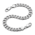 Rhodium Plated 13.6mm Sterling Silver Curb Style Bracelet by Avera Group