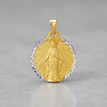14k Two Tone Gold Round Religious Medal Pendant by Avera Group