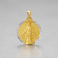 14k Two Tone Gold Round Religious Medal Pendant by Avera Group