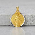 14k Two Tone Gold Round Religious Medal Pendant by Avera Group