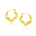 10k Yellow Gold Hoop Style Heart Shape Earrings by Avera Group