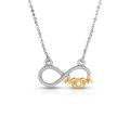 Sterling Silver Two Toned Mom Necklace with Cubic Zirconias by Avera Group