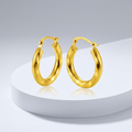 14k Yellow Gold Wavy Texture Hoop Earrings by Avera Group