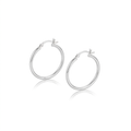 Sterling Silver Rhodium Plated Thin and Polished Hoop Motif Earrings (25mm) by Avera Group