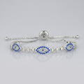 Sterling Silver Adjustable Enameled Evil Eye Bracelet with Cubic Zirconias by Avera Group