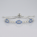 Sterling Silver Adjustable Enameled Evil Eye Bracelet with Cubic Zirconias by Avera Group
