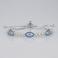 Sterling Silver Adjustable Enameled Evil Eye Bracelet with Cubic Zirconias by Avera Group