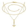 14k Yellow Gold Cable Chain with Anchor Pendant by Avera Group