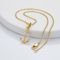 14k Yellow Gold Cable Chain with Anchor Pendant by Avera Group