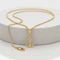 14k Yellow Gold Cable Chain with Anchor Pendant by Avera Group