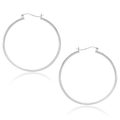 10k White Gold Polished Hoop Earrings (40mm) by Avera Group