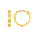 14k Yellow Gold Petite Round Hoop Earrings with Straight Texture by Avera Group