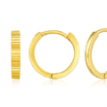 14k Yellow Gold Petite Round Hoop Earrings with Straight Texture by Avera Group