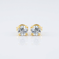 14 k Yellow Gold Stud Earrings with White Hue Faceted Cubic Zirconia by Avera Group