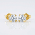 14 k Yellow Gold Stud Earrings with White Hue Faceted Cubic Zirconia by Avera Group