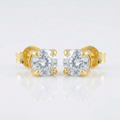 14 k Yellow Gold Stud Earrings with White Hue Faceted Cubic Zirconia by Avera Group