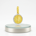 14k Two Tone Gold Small Round Textured Religious Medal Pendant by Avera Group