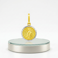 14k Two Tone Gold Small Round Textured Religious Medal Pendant by Avera Group