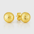 14K Yellow Gold Ball Earrings with Linear Texture by Avera Group