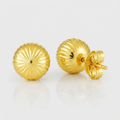 14K Yellow Gold Ball Earrings with Linear Texture by Avera Group