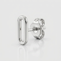 14k White Gold Paperclip Link Stud Earrings by Avera Group
