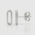 14k White Gold Paperclip Link Stud Earrings by Avera Group