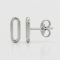 14k White Gold Paperclip Link Stud Earrings by Avera Group