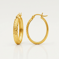 10k Yellow Gold Hammered Oval Hoop Earrings by Avera Group