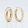 10k Yellow Gold Hammered Oval Hoop Earrings by Avera Group