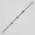 Woven Rope Bracelet with Black Sapphire X Accents in Sterling Silver by Avera Group