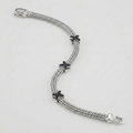 Woven Rope Bracelet with Black Sapphire X Accents in Sterling Silver by Avera Group