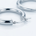 Sterling Silver Rhodium Plated Thick Style Polished Hoop Earrings (25mm) by Avera Group