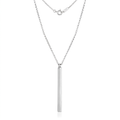 Sterling Silver 24 inch Necklace with Long Polished Bar Pendant by Avera Group