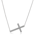 14k White Gold Plain Cross Motif Necklace by Avera Group