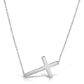 14k White Gold Plain Cross Motif Necklace by Avera Group