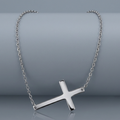 14k White Gold Plain Cross Motif Necklace by Avera Group