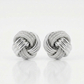 14k White Gold Love Knot with Ridge Texture Earrings by Avera Group