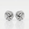 14k White Gold Love Knot with Ridge Texture Earrings by Avera Group