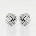 14k White Gold Love Knot with Ridge Texture Earrings by Avera Group