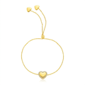 14k Yellow Gold Adjustable Heart Bracelet by Avera Group
