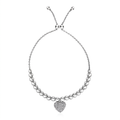 Adjustable Bead Bracelet with Round Charm Cubic Zirconias in Sterling Silver by Avera Group