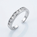 Sterling Silver Rhodium Finished Toe Ring with White Tone Cubic Zirconia Accents by Avera Group