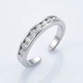 Sterling Silver Rhodium Finished Toe Ring with White Tone Cubic Zirconia Accents by Avera Group