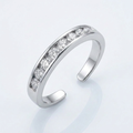 Sterling Silver Rhodium Finished Toe Ring with White Tone Cubic Zirconia Accents by Avera Group