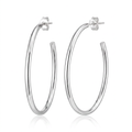 Sterling Silver Polished Oval Hoop Earrings by Avera Group