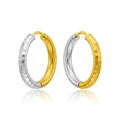 14k Two-Tone Gold Hinge Hammered Hoop Earrings by Avera Group