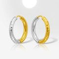 14k Two-Tone Gold Hinge Hammered Hoop Earrings by Avera Group