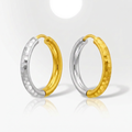 14k Two-Tone Gold Hinge Hammered Hoop Earrings by Avera Group